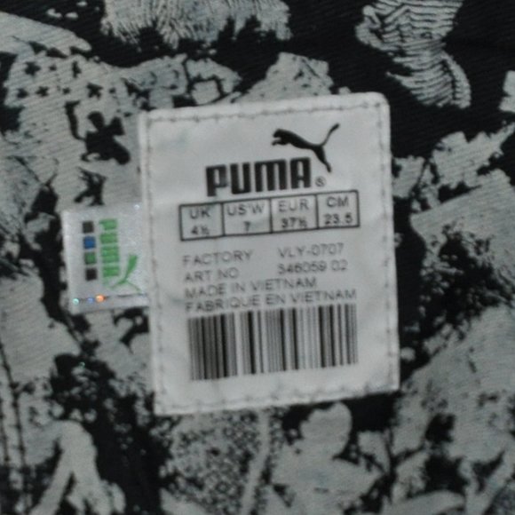 Puma Black & White Suede Tall Calf Zip-up High Top Sneaker Boots US 7, EUR 37.5 - Picture 12 of 12